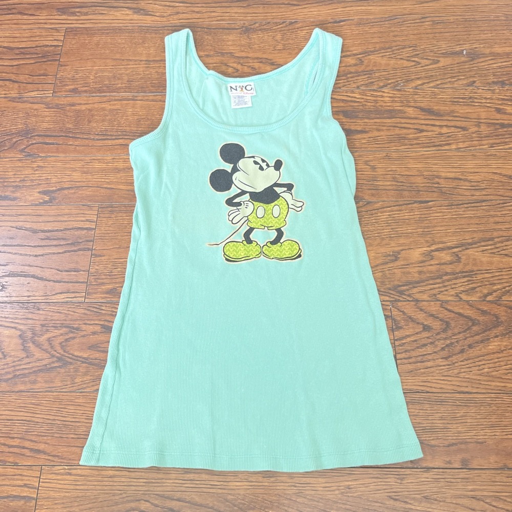 nyc world of disney mint green mickey tank top XL